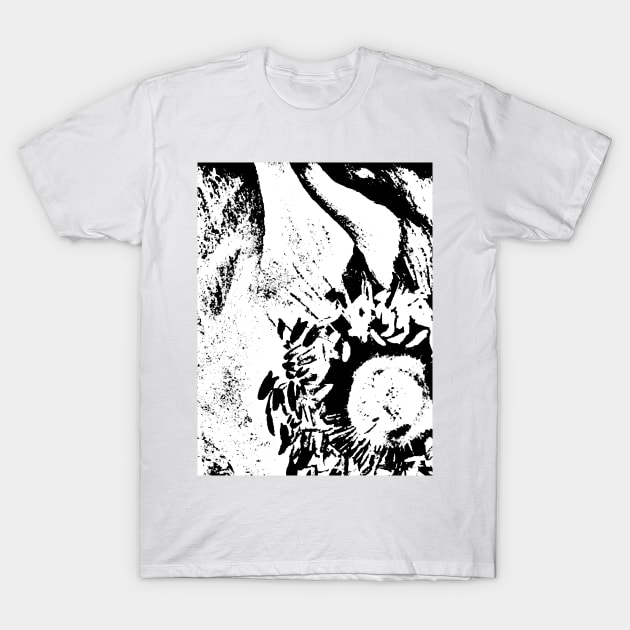 Black and White Rose Design Print T-Shirt by Ric1926